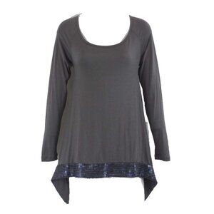 Soul Revival $128 Sz S Gray Square AB Sequined Hem Scoop Neck Top